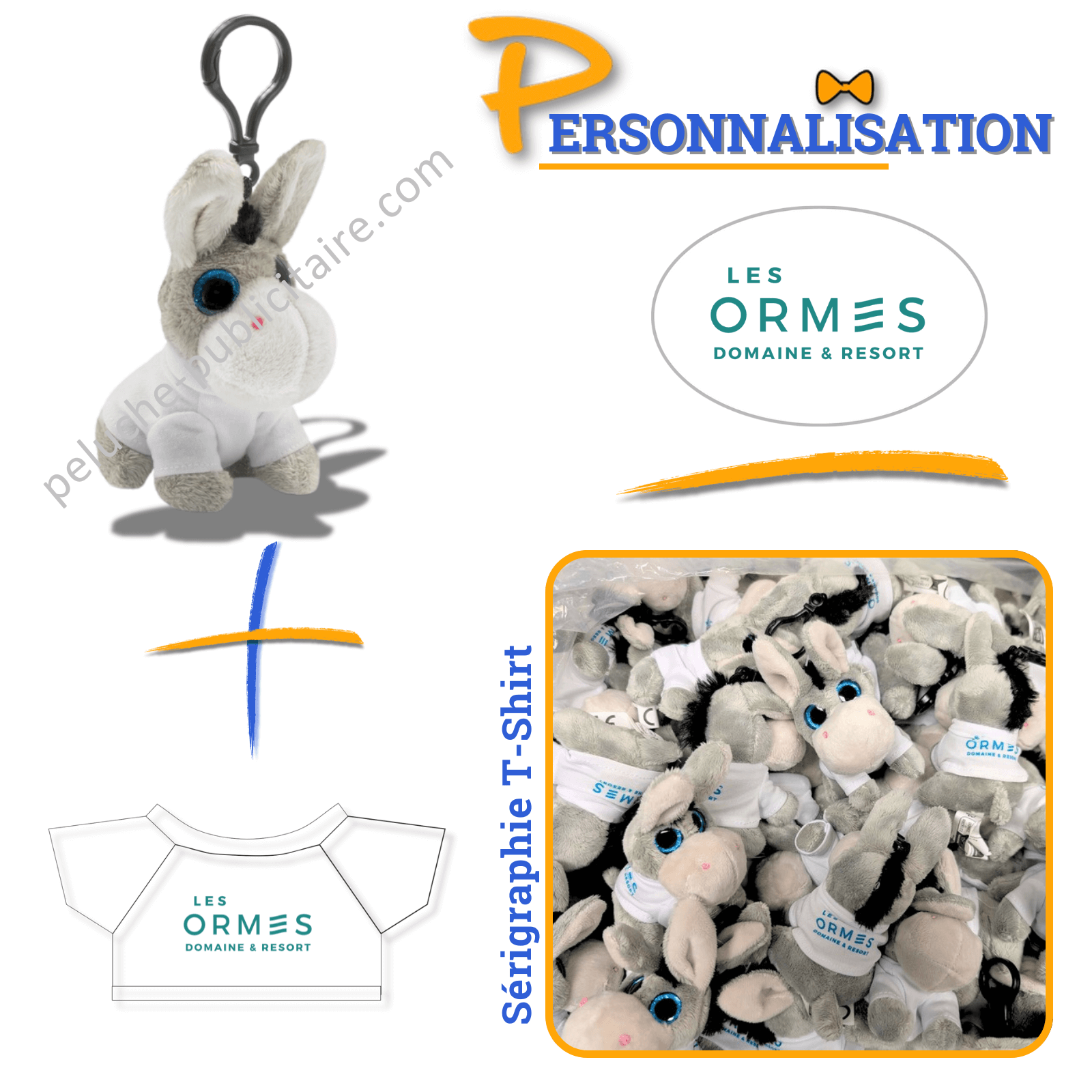 peluche âne avec logo les ormes peluche âne avec logo les ormes