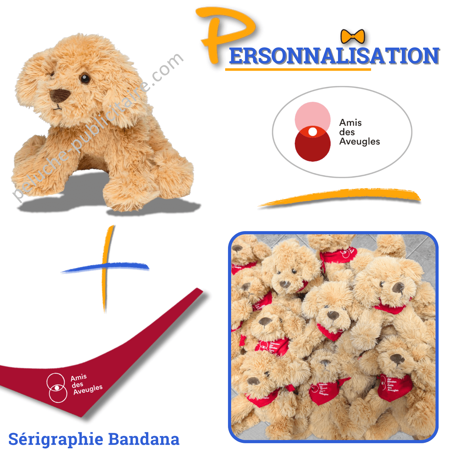 peluche chien foulard logo les amis des aveugles peluche chien foulard logo les amis des aveugles