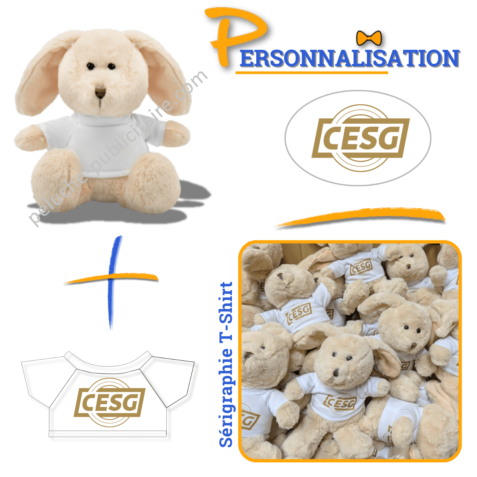 peluche lapin avec personnalisation logo t shirt CESG peluche lapin avec personnalisation logo t shirt CESG