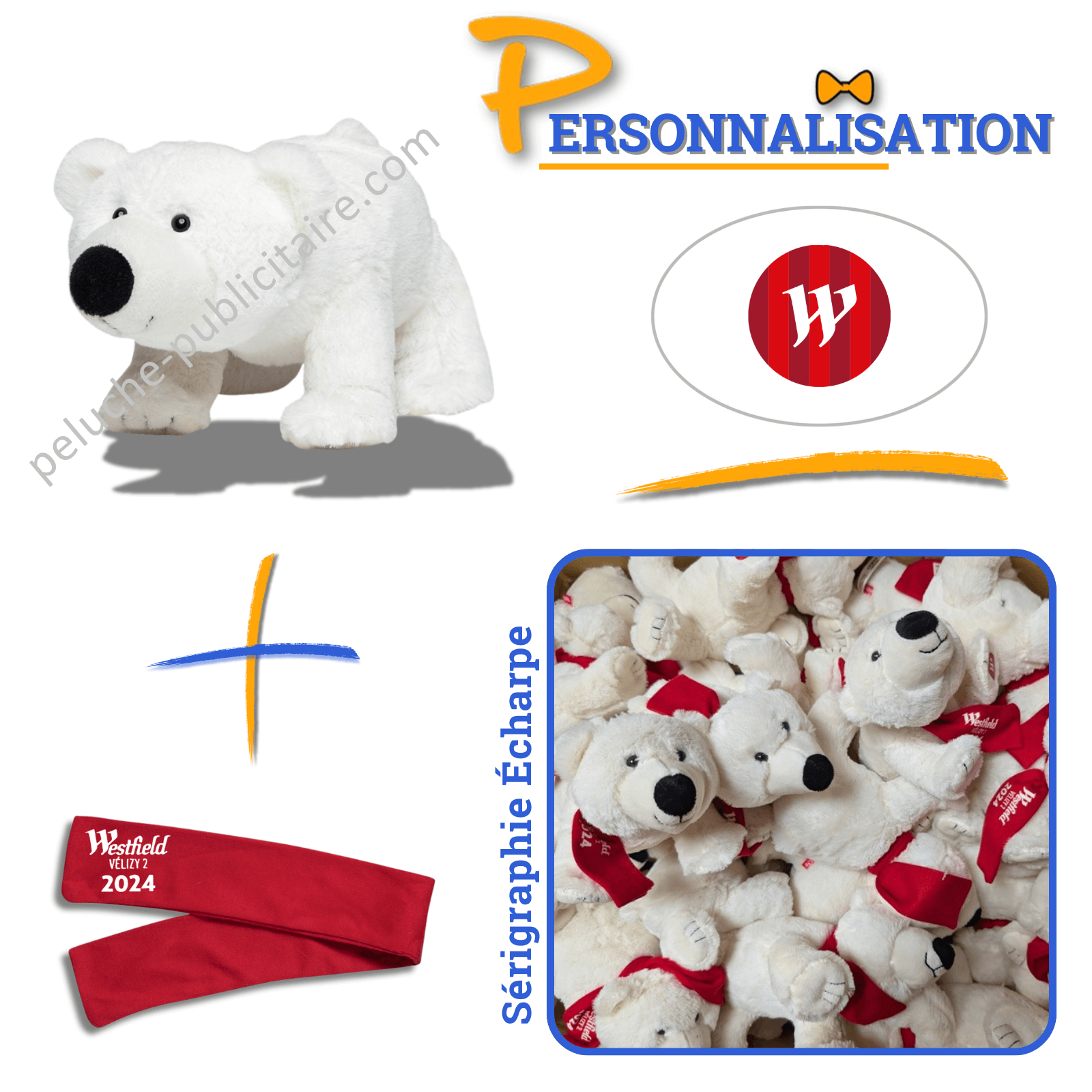 peluche ours blanc avec logo westfield personnalisation peluche ours blanc avec logo westfield personnalisation